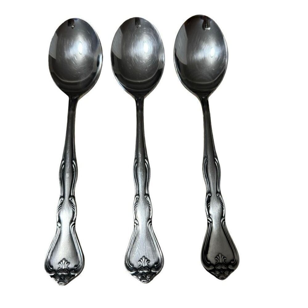 Noritake 18-8 Stainless Japan NTK Sylvia Flatware Silverware Place Soup Spoon 3